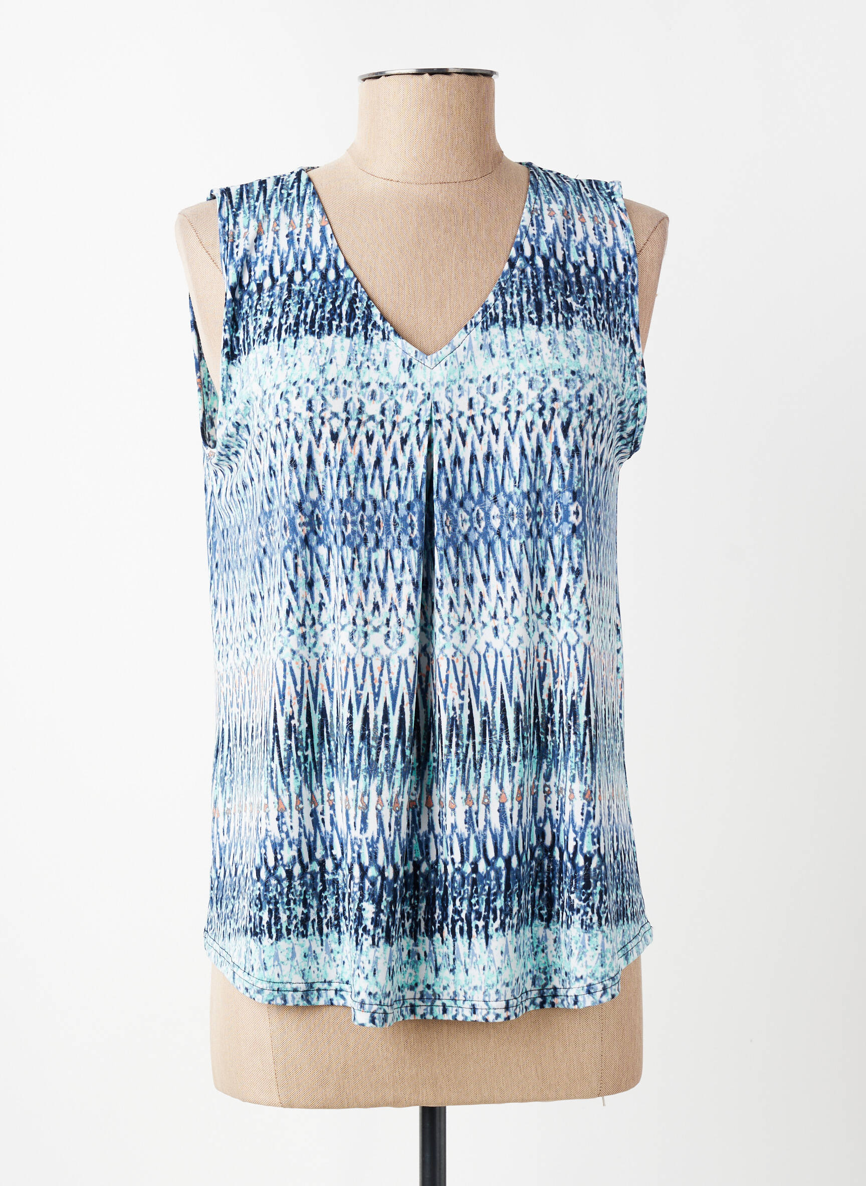 Top imprimé fantaisie sans manche bleu GEVANA femme