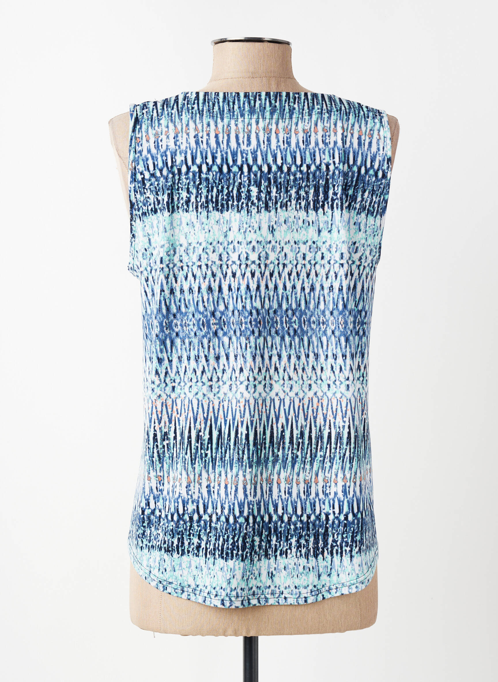 Top imprimé fantaisie sans manche bleu GEVANA femme
