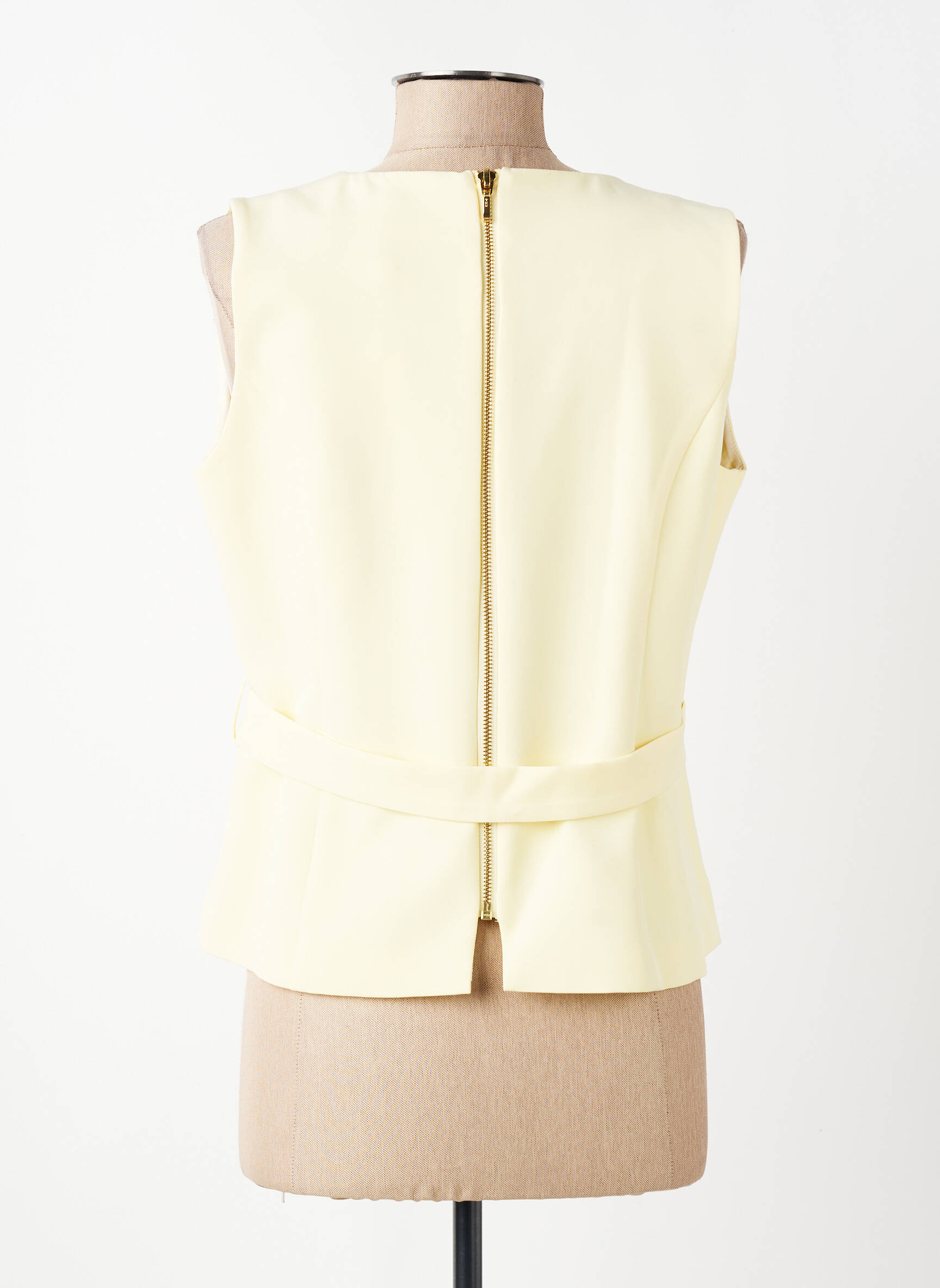 Top coupe cintrée sans manche jaune LESLIE femme