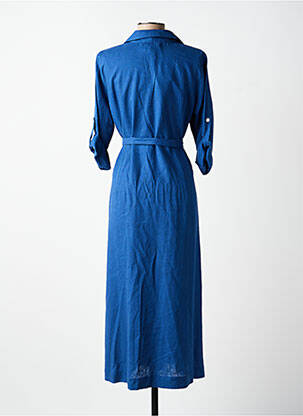 Robe longue tissage crêpe manches 3/4 bleu ELEONORA AMADEI femme