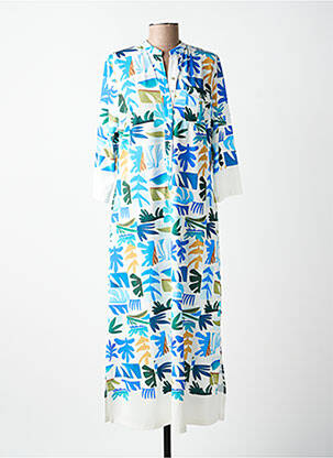 Robe longue imprimé fantaisie manches 3/4 bleu FUEGO WOMAN femme