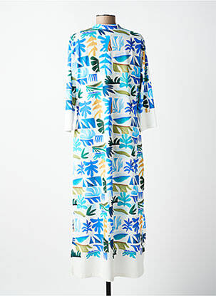 Robe longue imprimé fantaisie manches 3/4 bleu FUEGO WOMAN femme