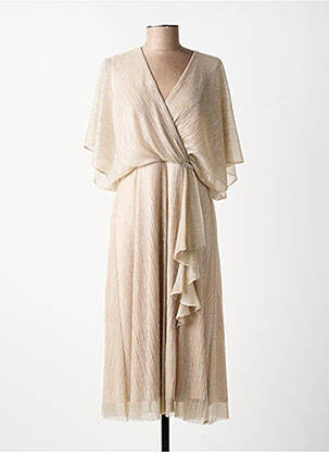 Robe mi-longue coupe fluide manches 3/4 beige JOSEPH RIBKOFF femme