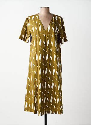 Robe mi-longue imprimé fantaisie manches courtes vert MARIA BELLENTANI femme
