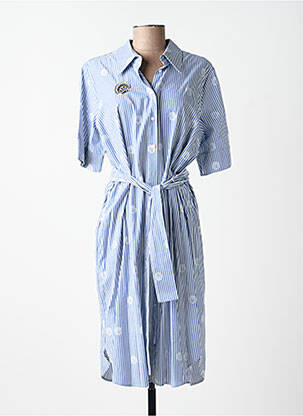 Robe mi-longue manches courtes manches courtes bleu ANANKE femme