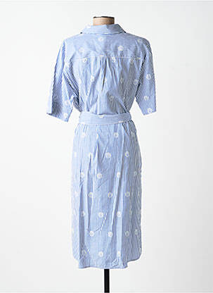 Robe mi-longue manches courtes manches courtes bleu ANANKE femme