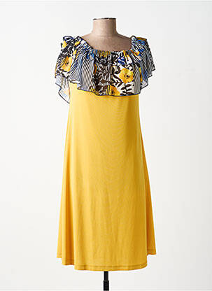 Robe courte manches courtes manches courtes jaune EROKE femme