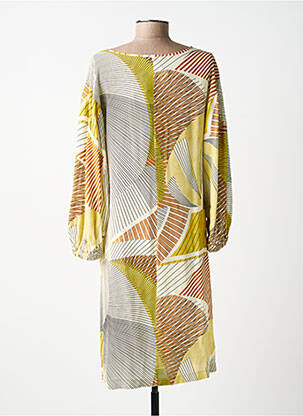 Robe mi-longue coupe fluide manches longues beige MARIA BELLENTANI femme