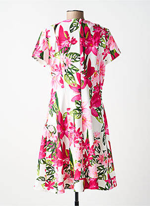 Robe mi-longue imprimé fleurs manches courtes rose JOSEPH RIBKOFF femme