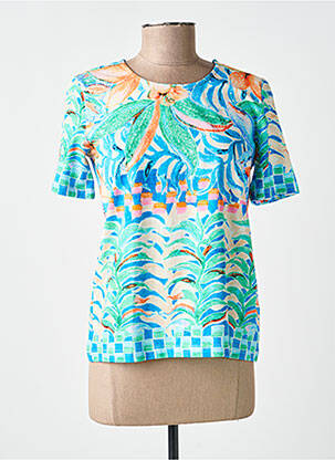 T-shirt imprimé fantaisie manches courtes bleu LEO & UGO femme