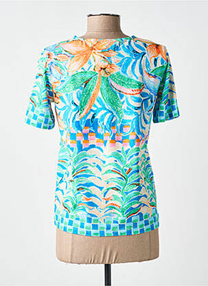 T-shirt imprimé fantaisie manches courtes bleu LEO & UGO femme