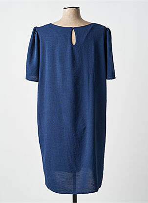 Robe mi-longue coupe fluide manches courtes bleu GEVANA femme