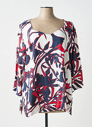 Blouse tissage popeline manches 3/4 rouge MARIA BELLENTANI femme
