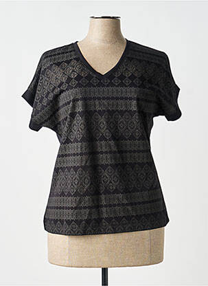 T-shirt imprimé fantaisie manches courtes noir LEO & UGO femme