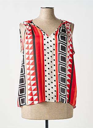 Top coupe fluide sans manche rouge ELEONORA AMADEI femme