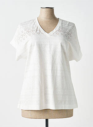 T-shirt imprimé fantaisie manches courtes blanc LEO & UGO femme