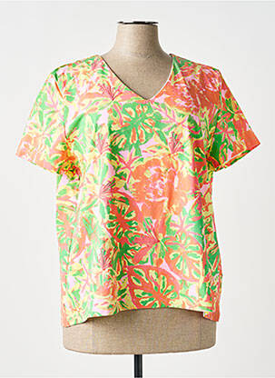 T-shirt imprimé fantaisie manches courtes orange LEO & UGO femme
