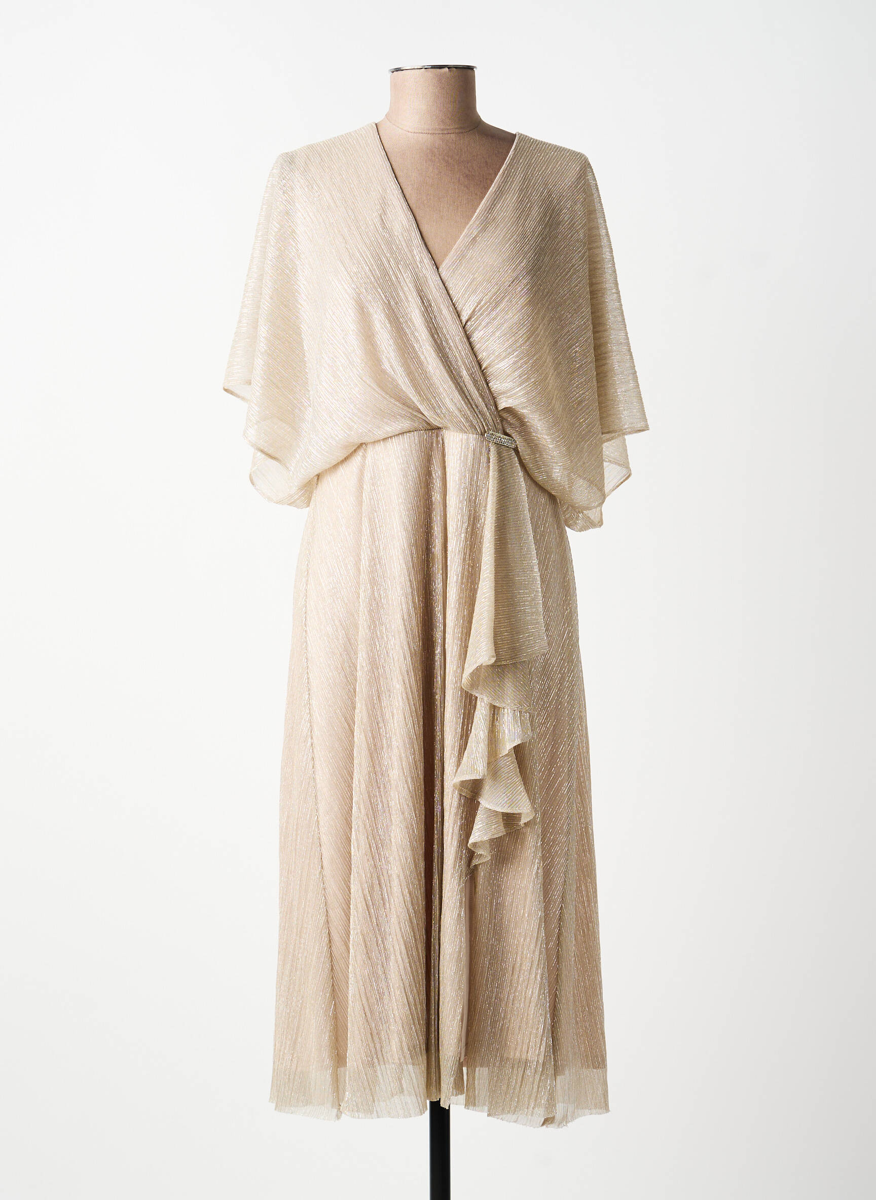 Robe mi-longue coupe fluide manches 3/4 beige JOSEPH RIBKOFF femme