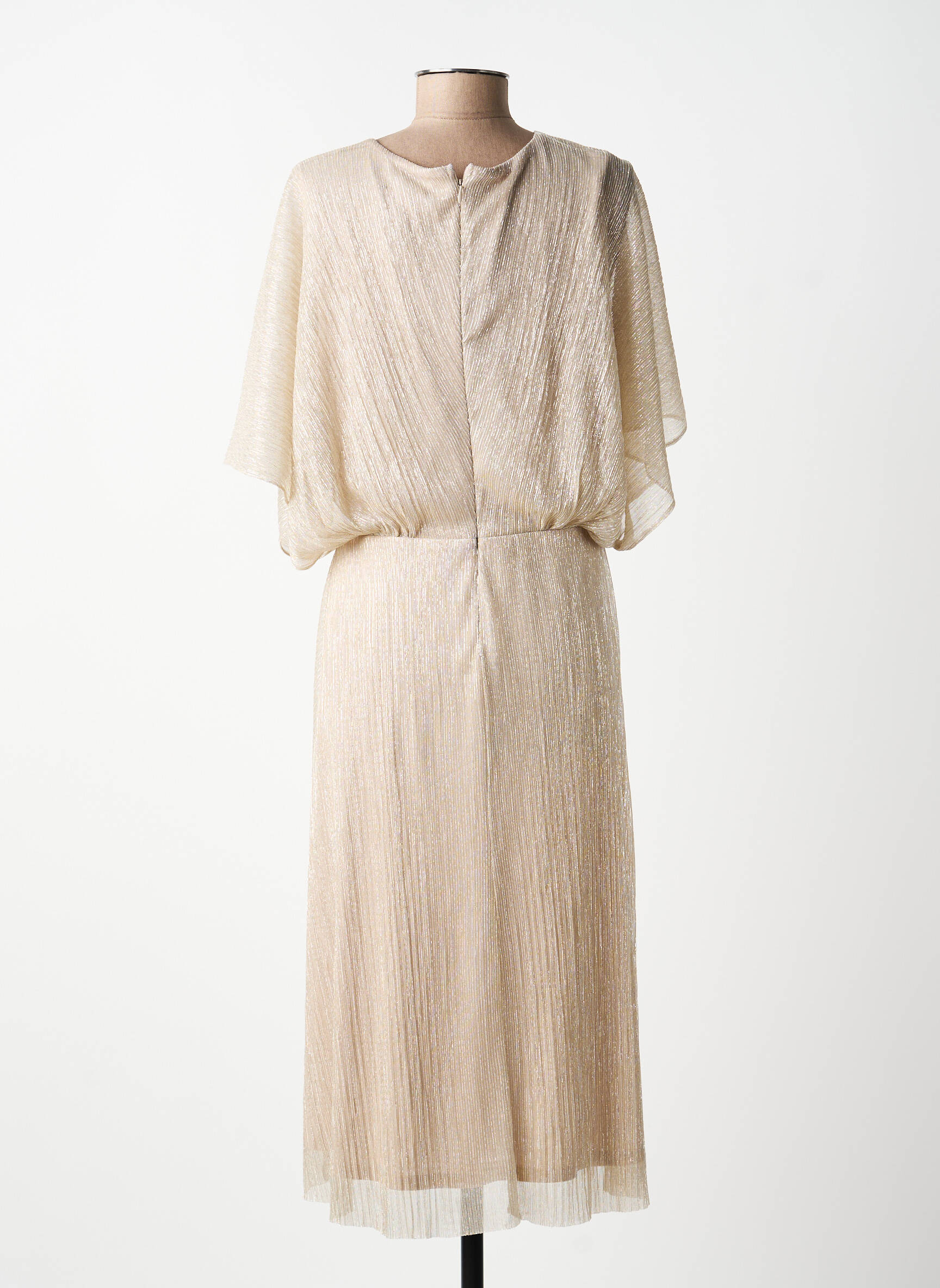 Robe mi-longue coupe fluide manches 3/4 beige JOSEPH RIBKOFF femme