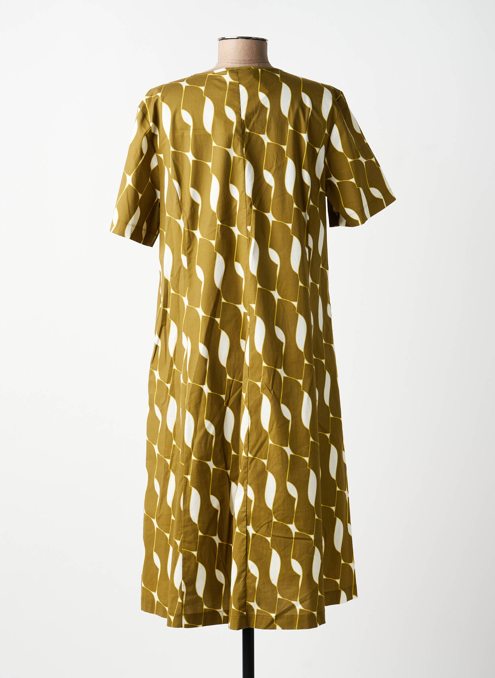 Robe mi-longue imprimé fantaisie manches courtes vert MARIA BELLENTANI femme