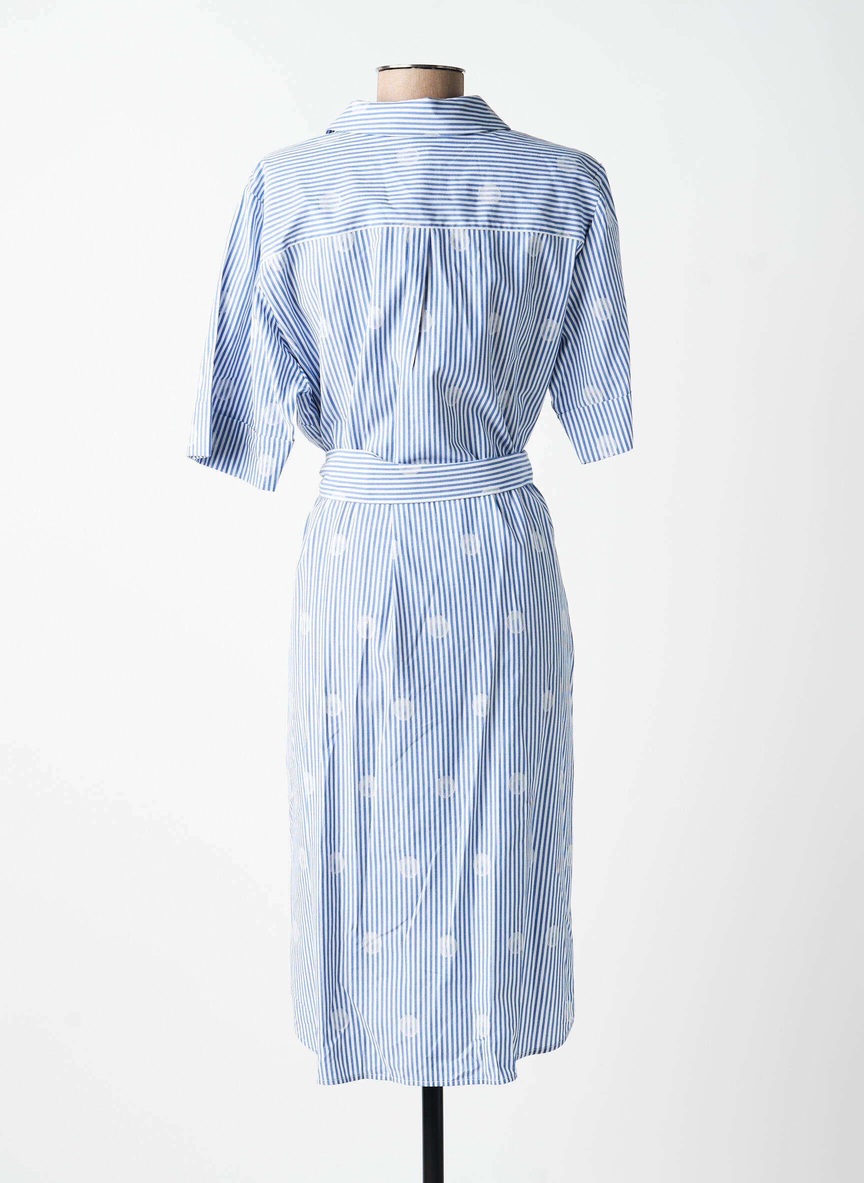 Robe mi-longue manches courtes manches courtes bleu ANANKE femme