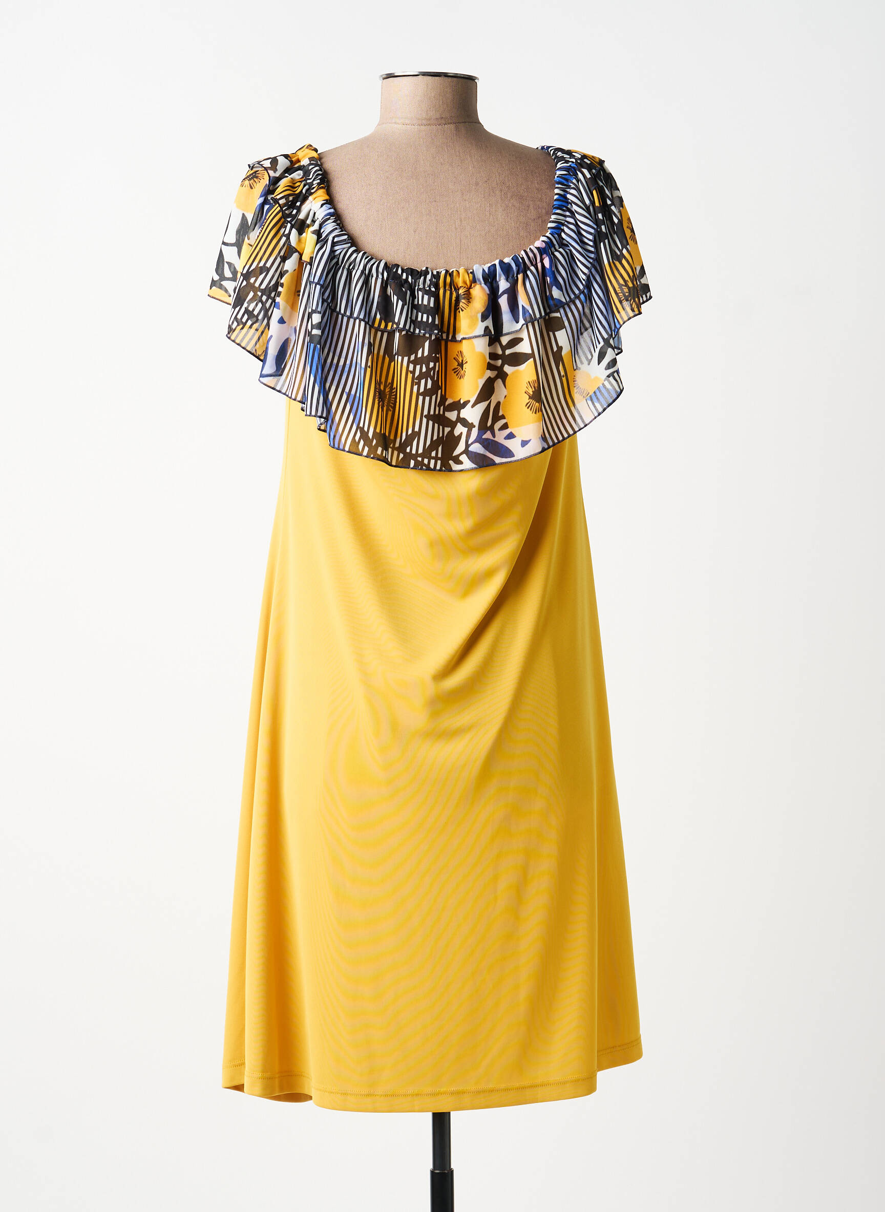 Robe courte manches courtes manches courtes jaune EROKE femme