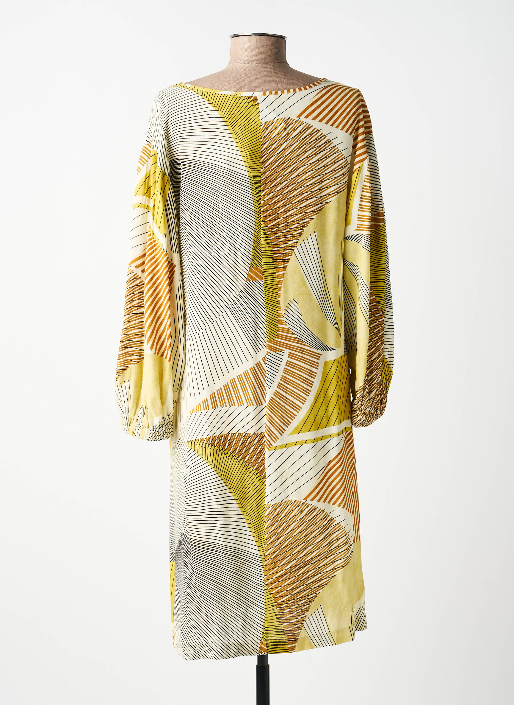 Robe mi-longue coupe fluide manches longues beige MARIA BELLENTANI femme