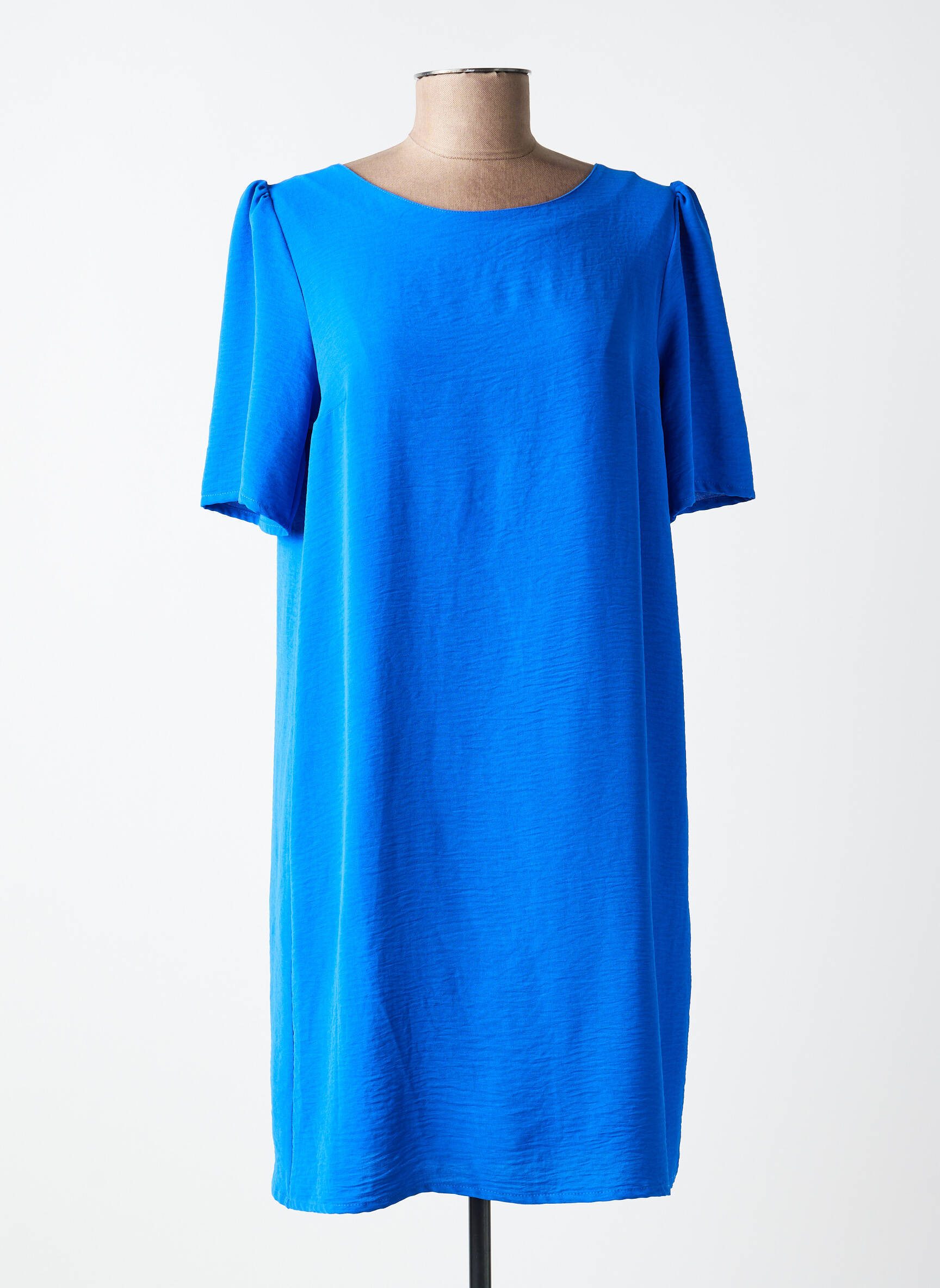 Robe courte coupe fluide manches courtes bleu GEVANA femme
