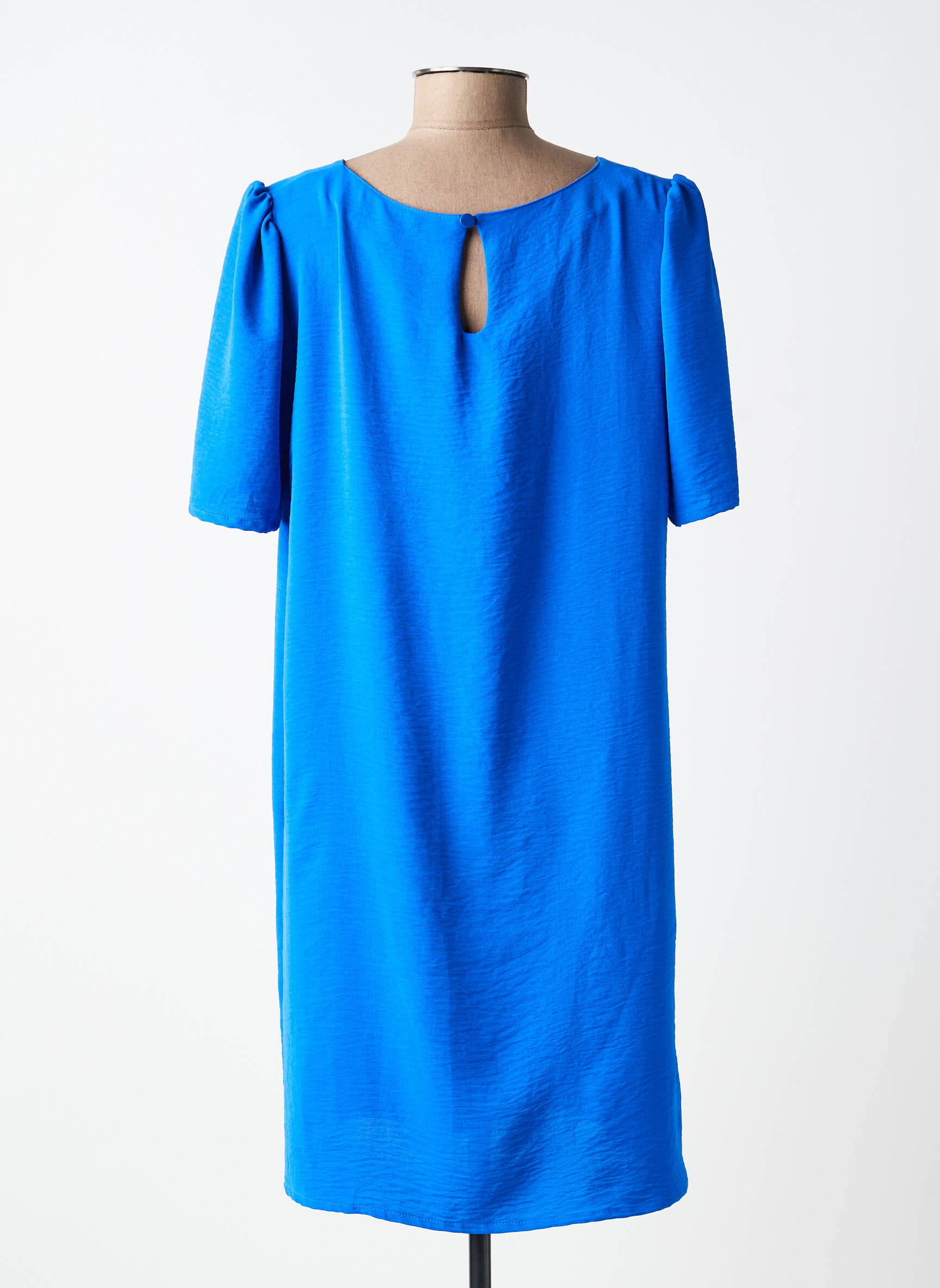Robe courte coupe fluide manches courtes bleu GEVANA femme