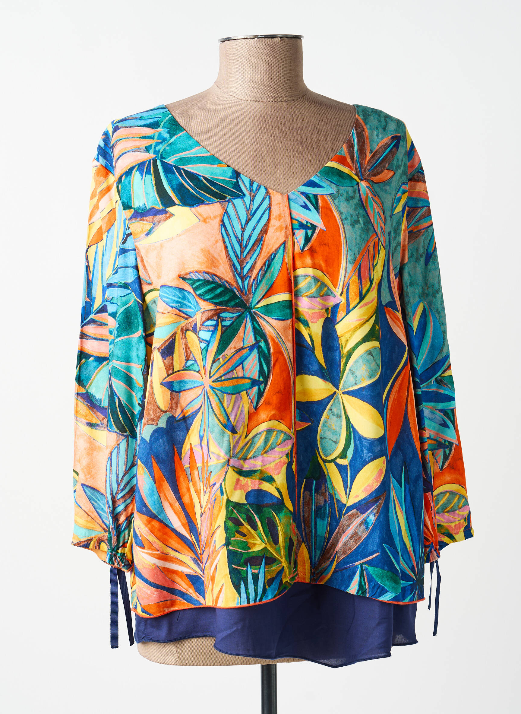 Blouse tissage popeline manches 3/4 orange PAUSE CAFE femme
