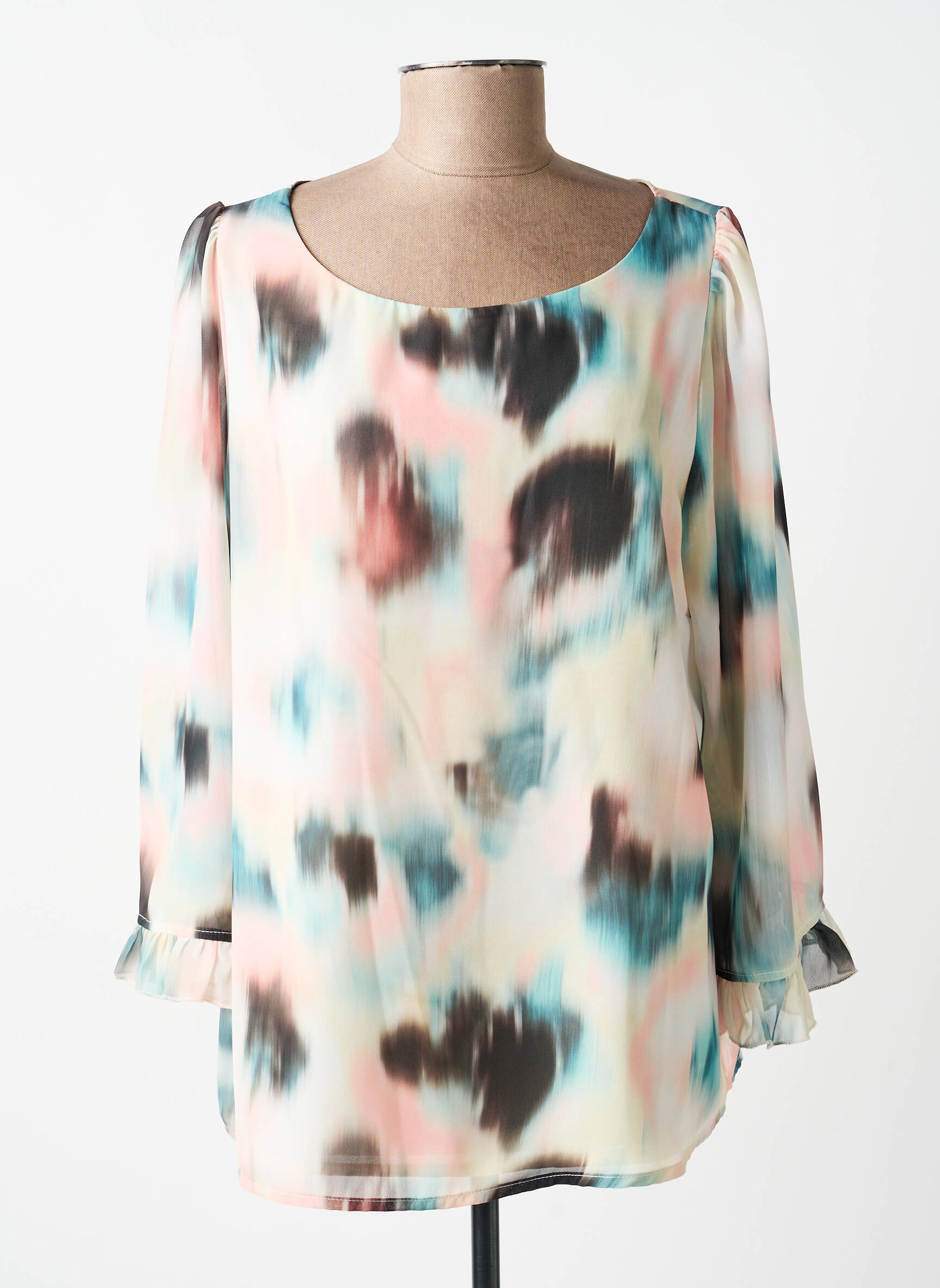 Blouse légère et transparente manches 3/4 beige ELEONORA AMADEI femme
