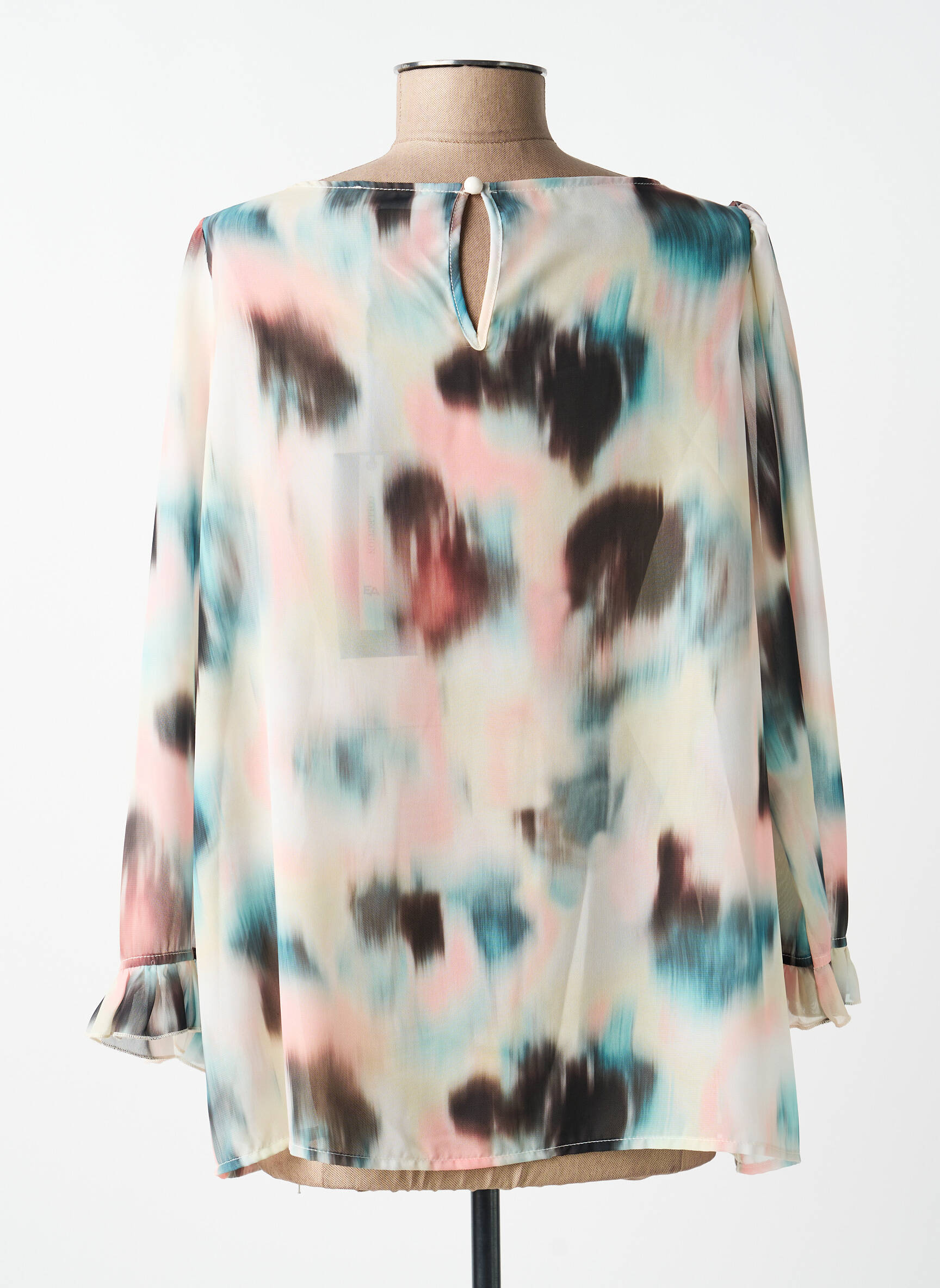 Blouse légère et transparente manches 3/4 beige ELEONORA AMADEI femme