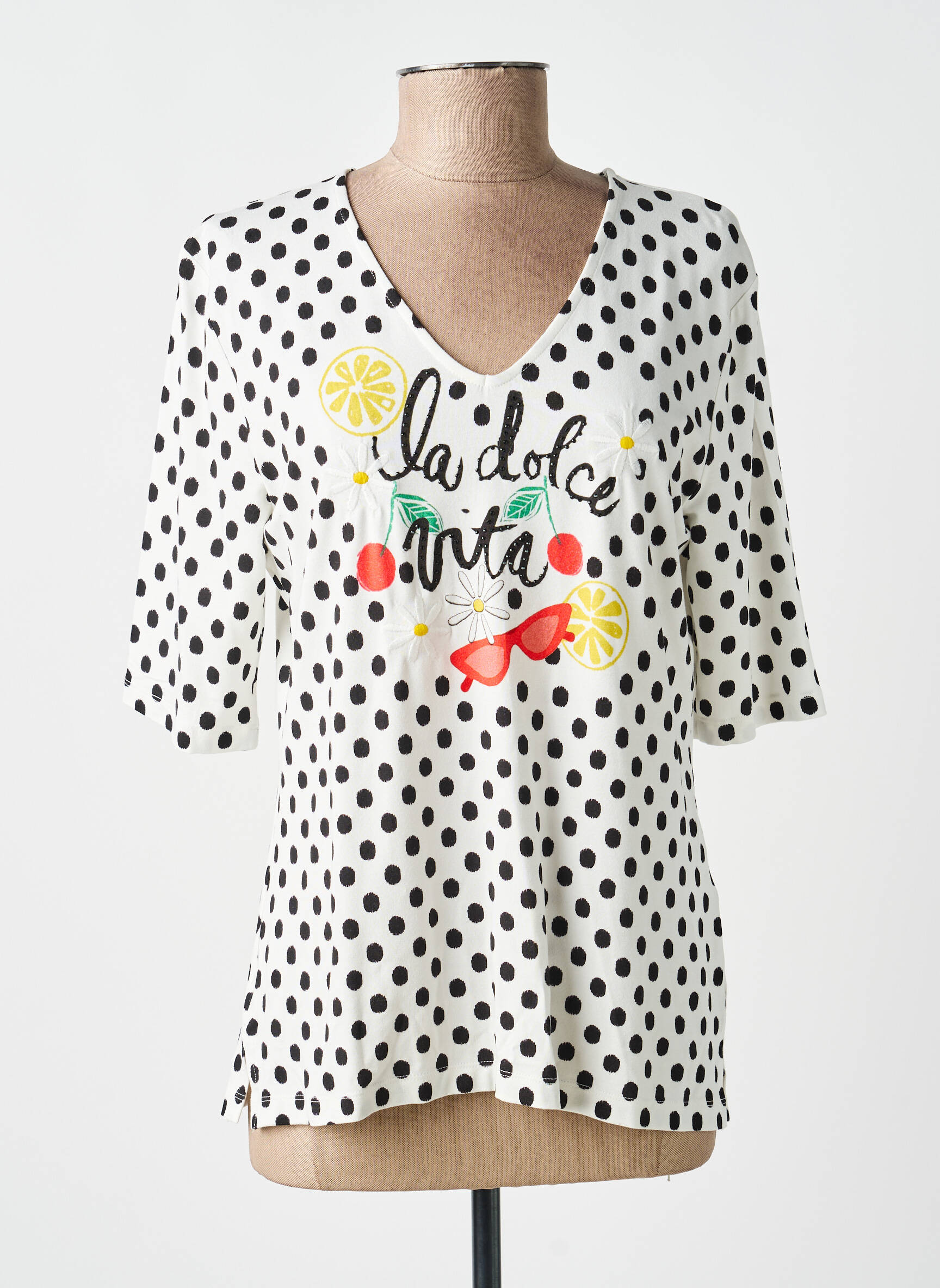 T-shirt col v manches courtes beige ANANKE femme
