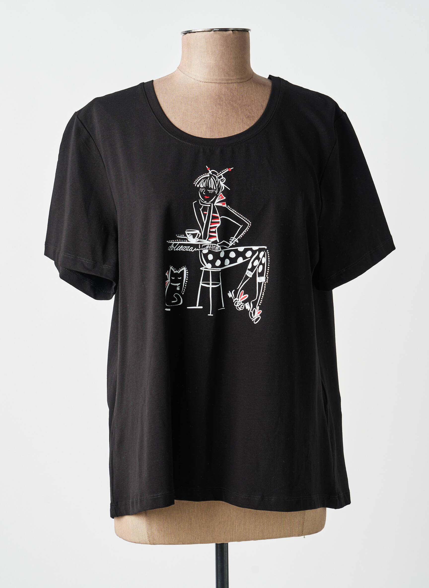 T-shirt coupe droite manches courtes noir DOLCEZZA femme