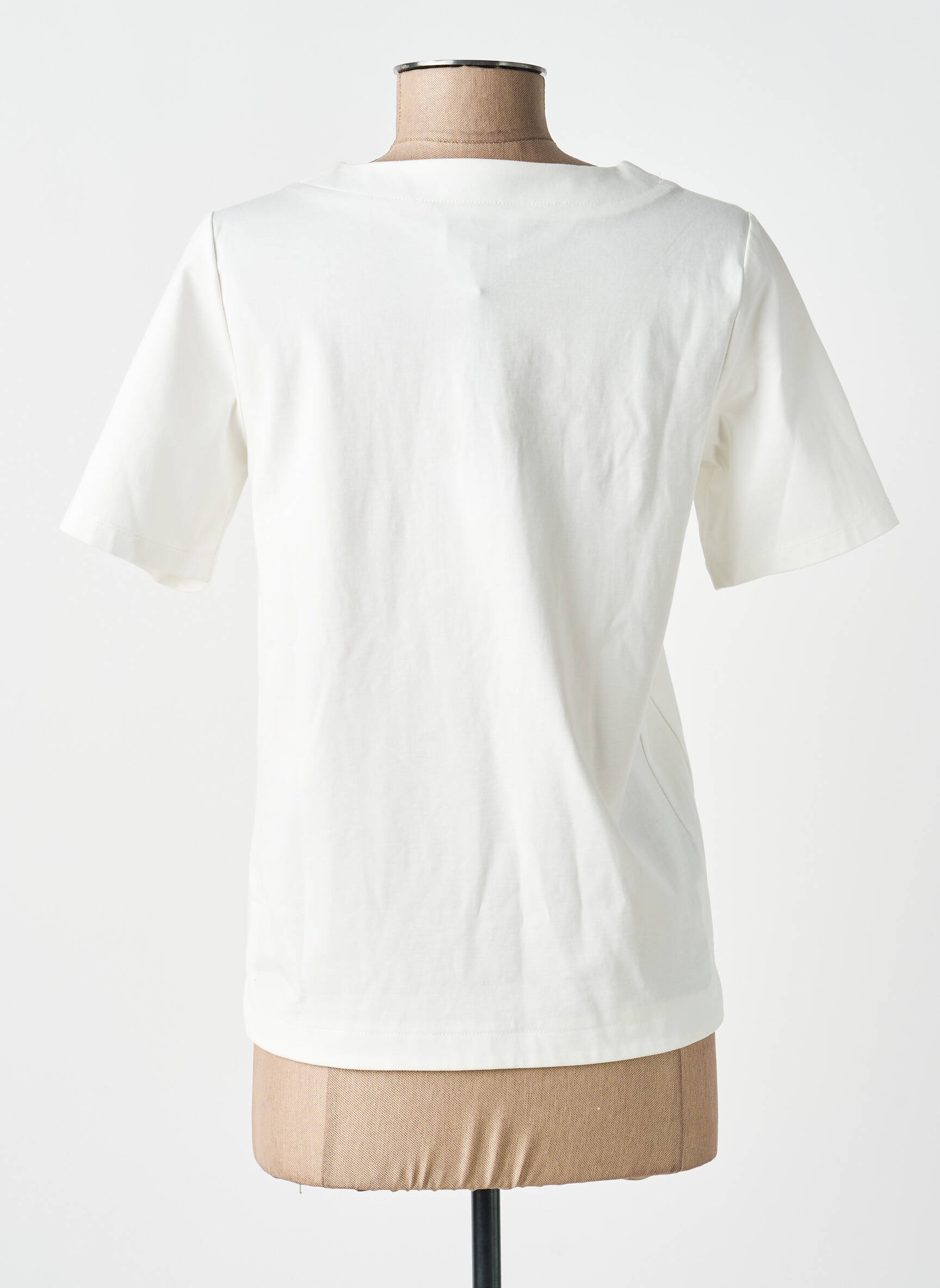 T-shirt sérigraphie manches courtes beige LEO & UGO femme