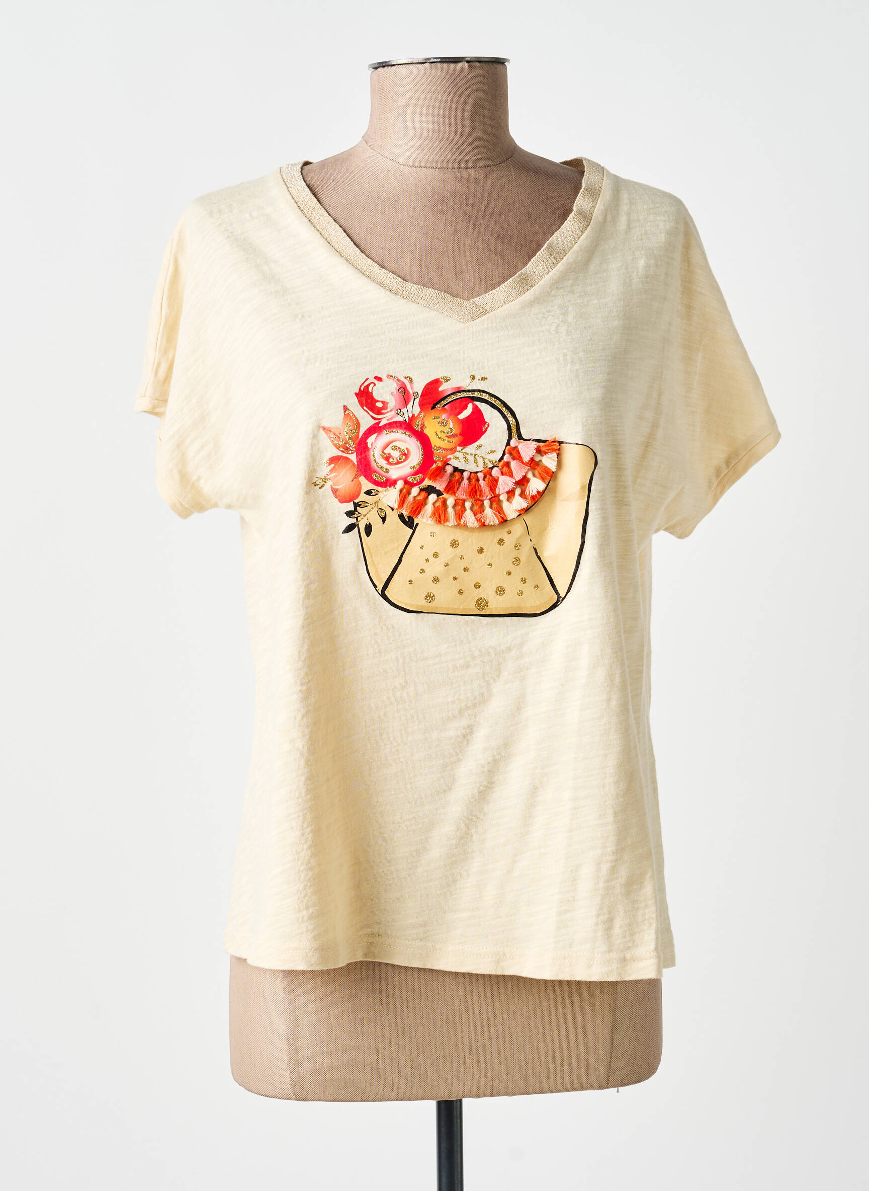 T-shirt stretch manches courtes beige ANANKE femme