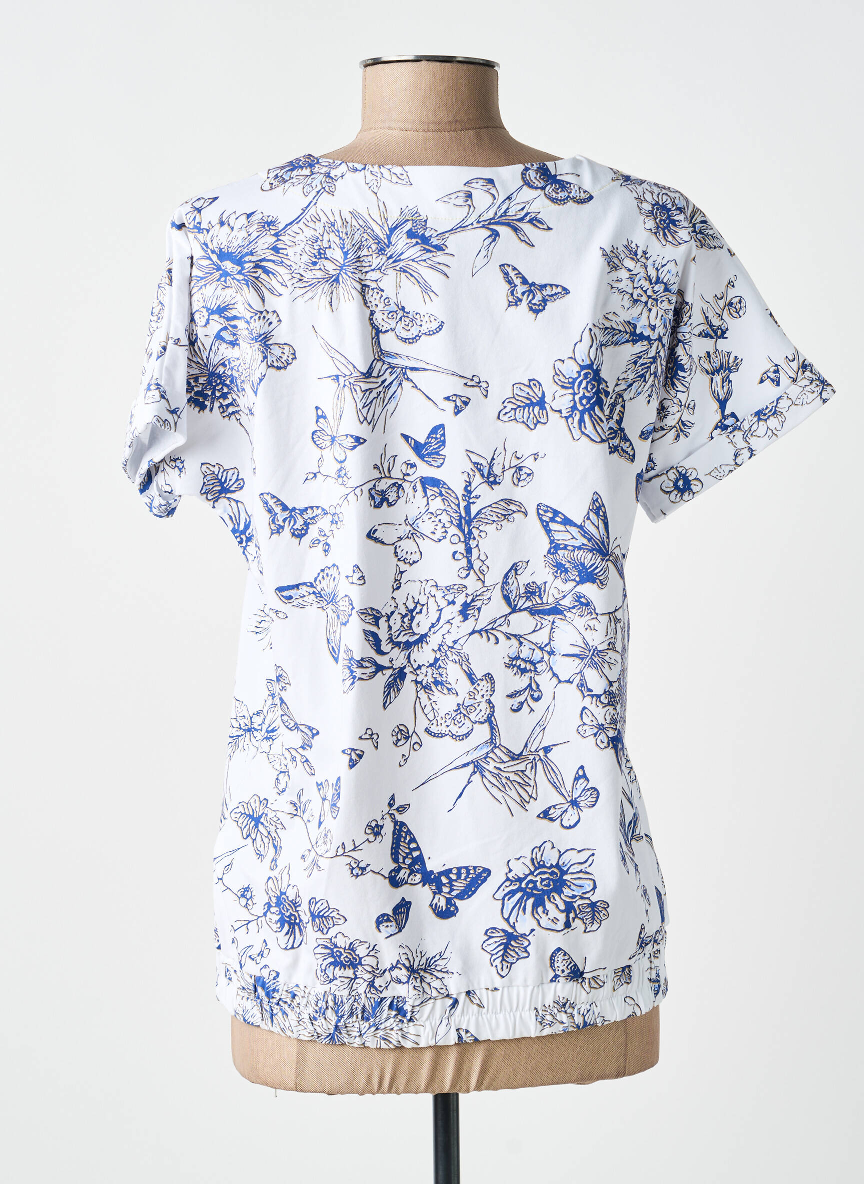 T-shirt stretch manches courtes bleu LEO & UGO femme
