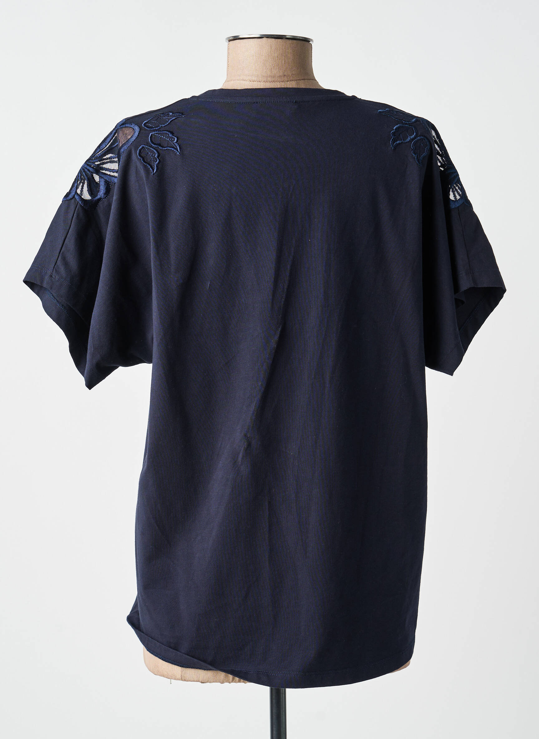 T-shirt coupe droite manches courtes bleu MARIA BELLENTANI femme