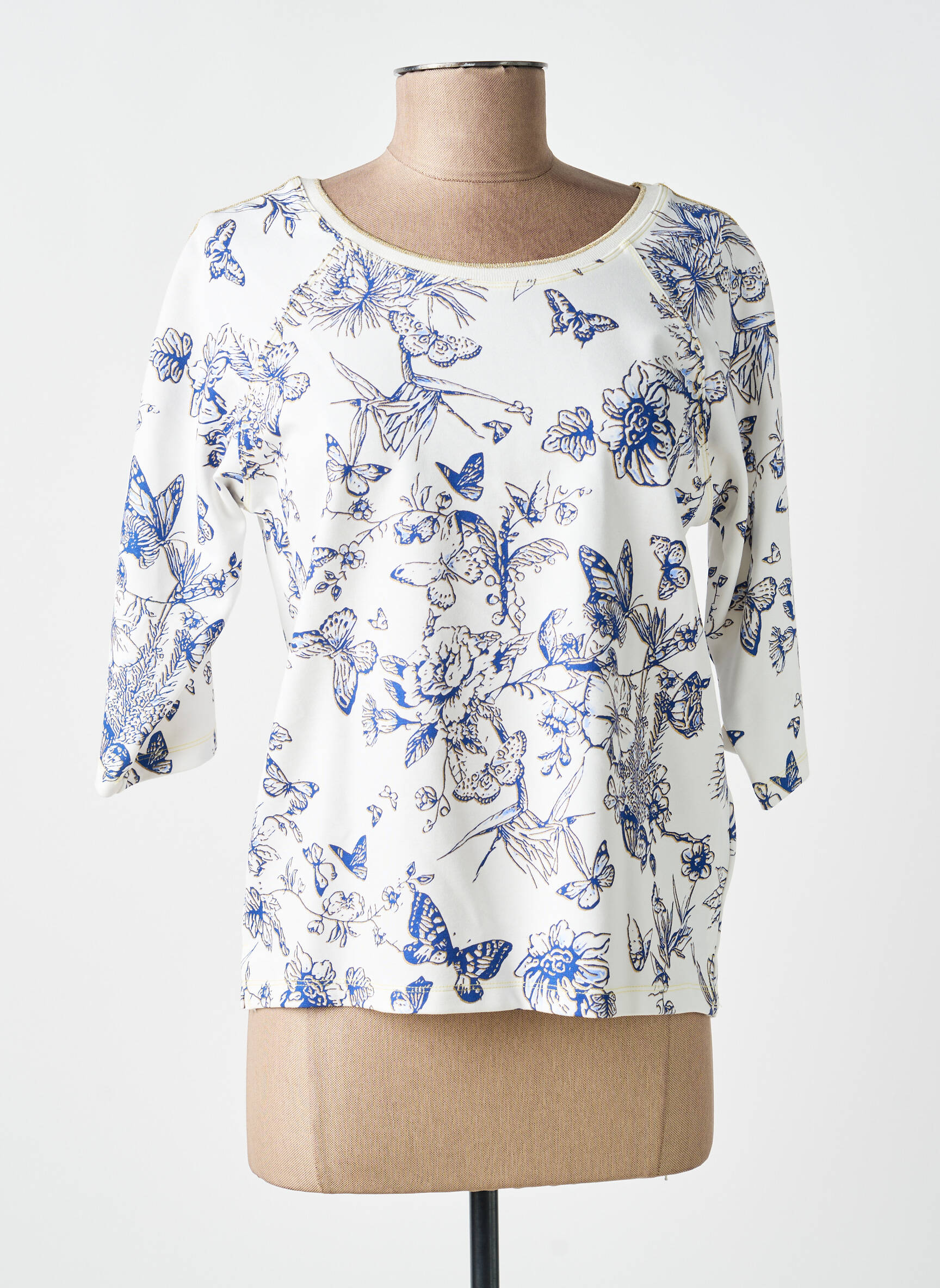 Top stretch manches 3/4 bleu LEO & UGO femme
