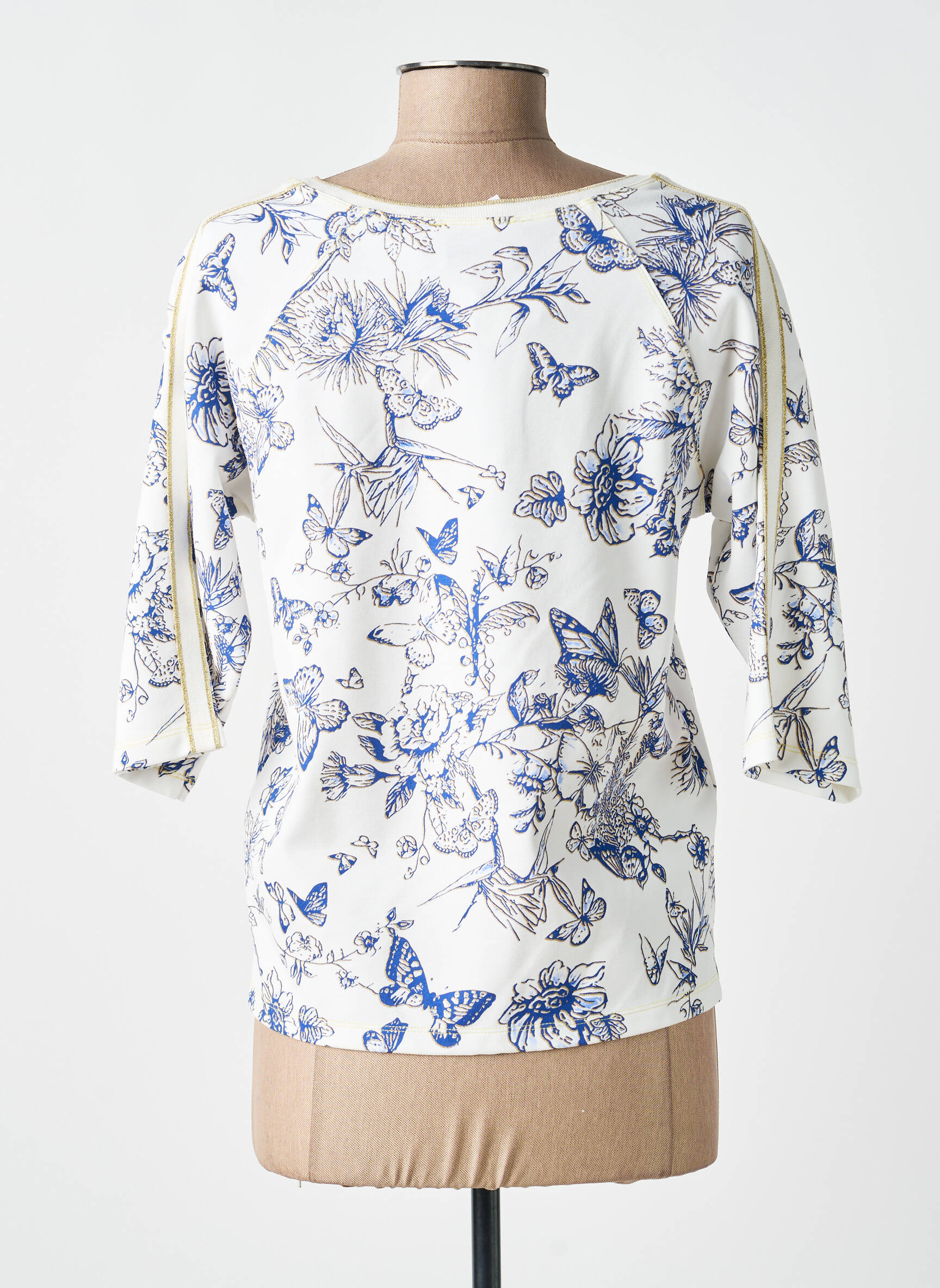 Top stretch manches 3/4 bleu LEO & UGO femme