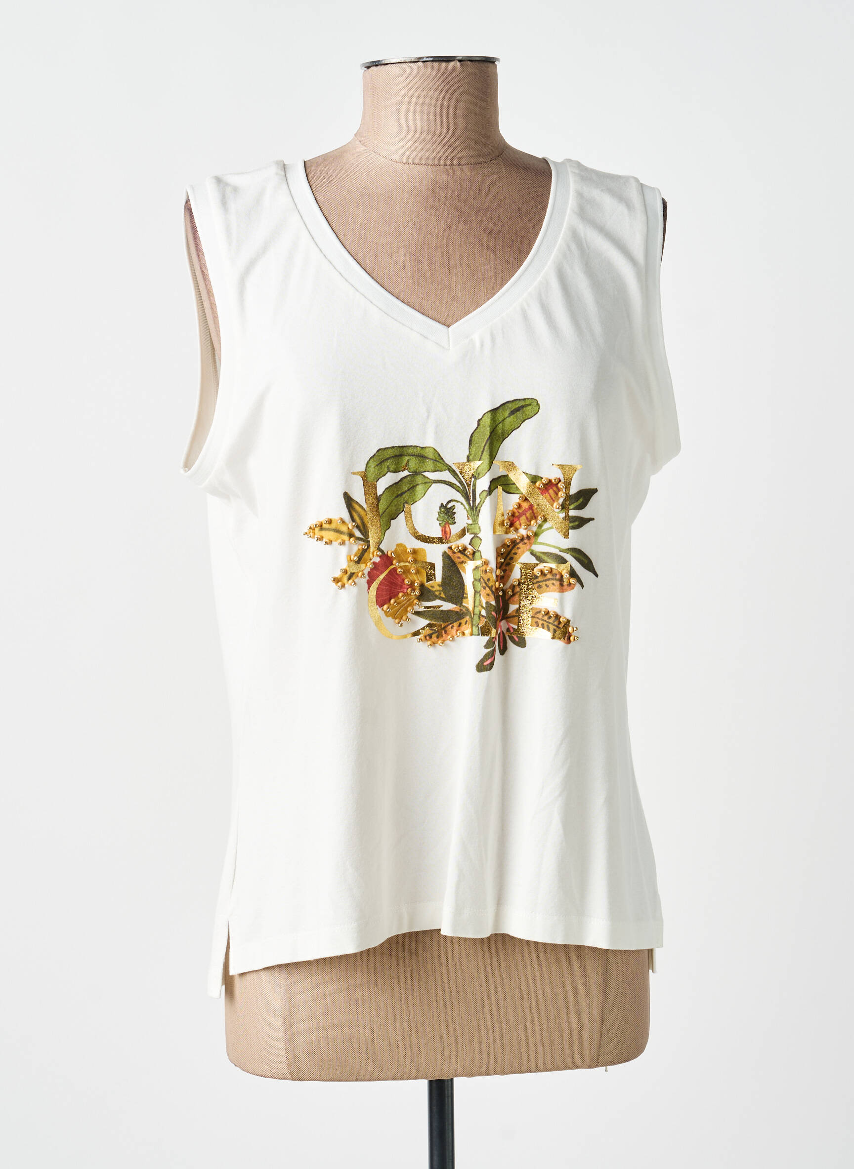 Débardeur col v sans manche beige FUEGO WOMAN femme