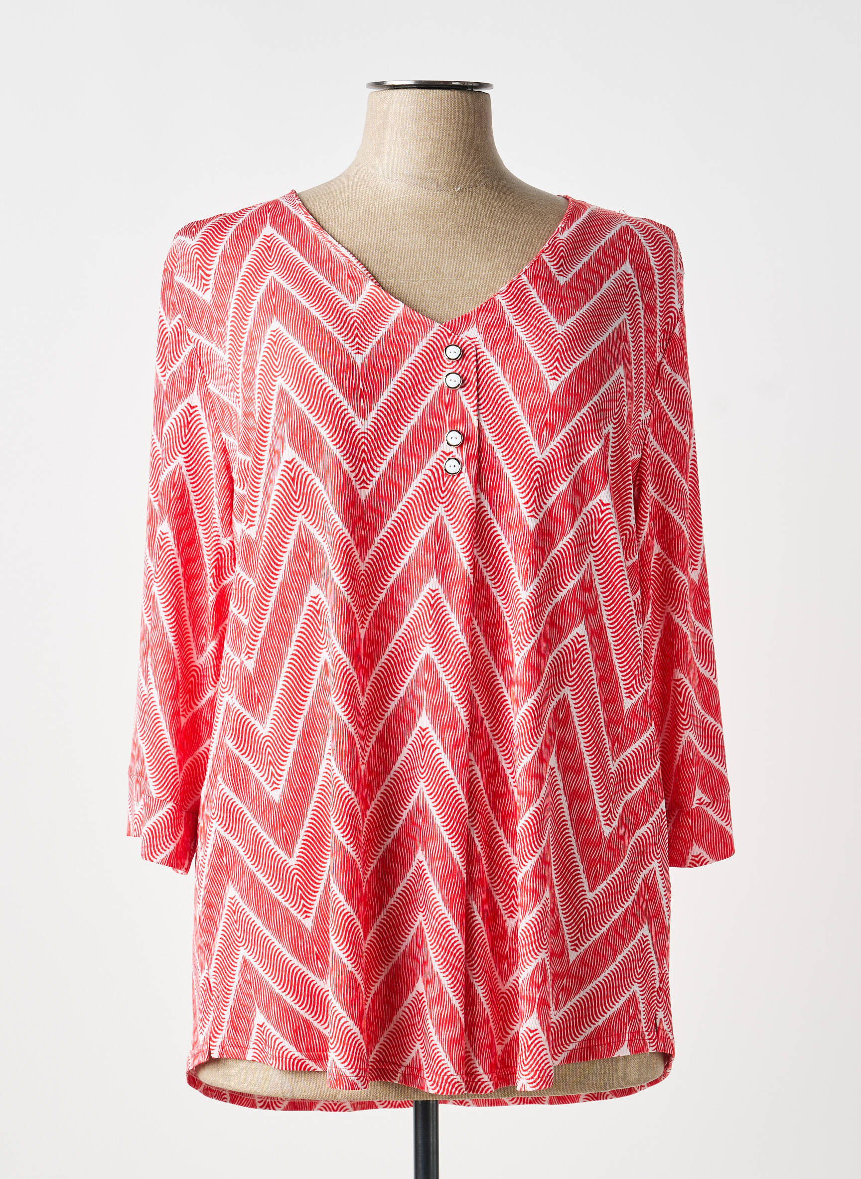Blouse manches 3/4 manches 3/4 rouge GEVANA femme