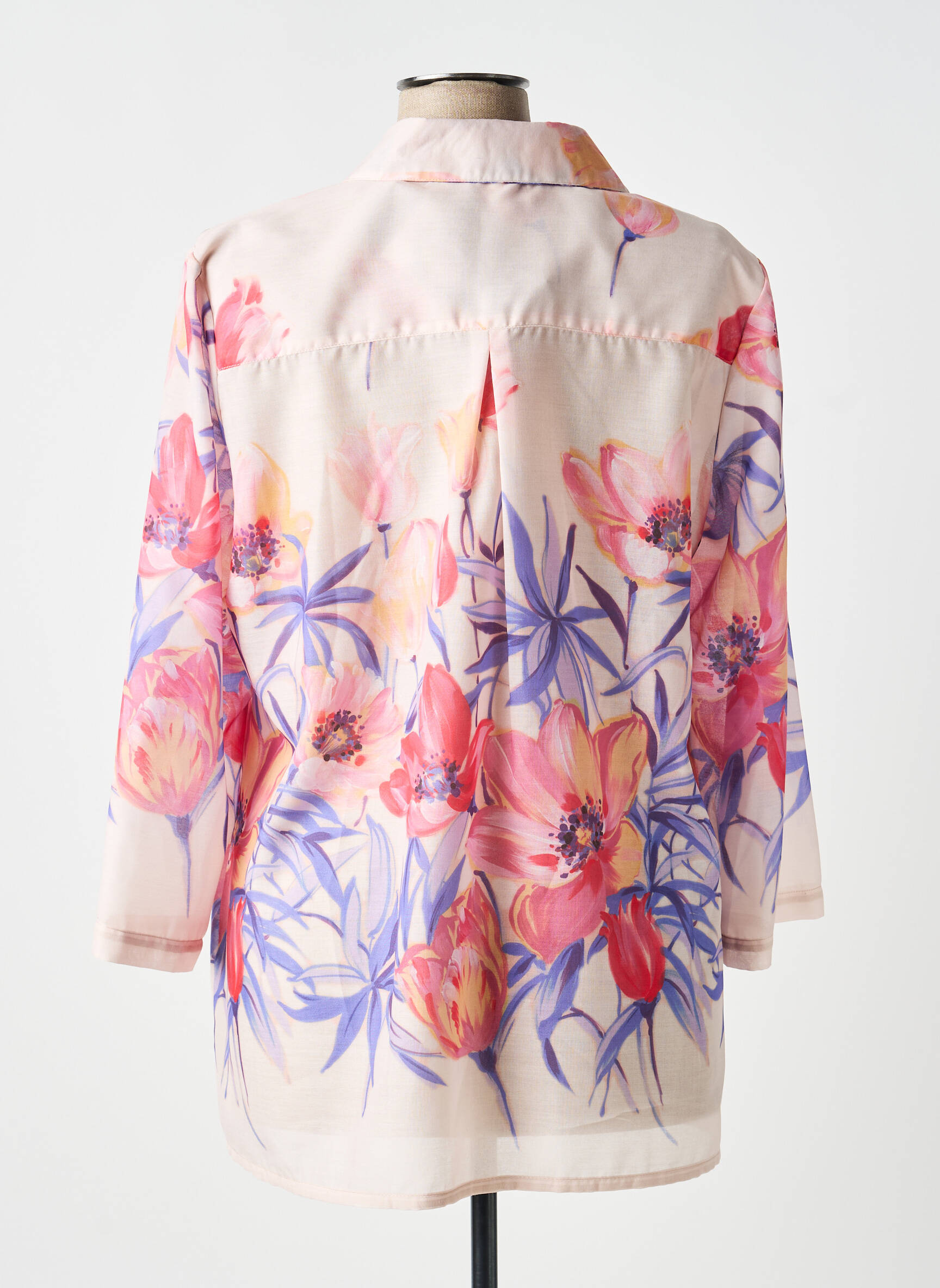 Chemisier imprimé fleurs manches 3/4 rose ELEONORA AMADEI femme