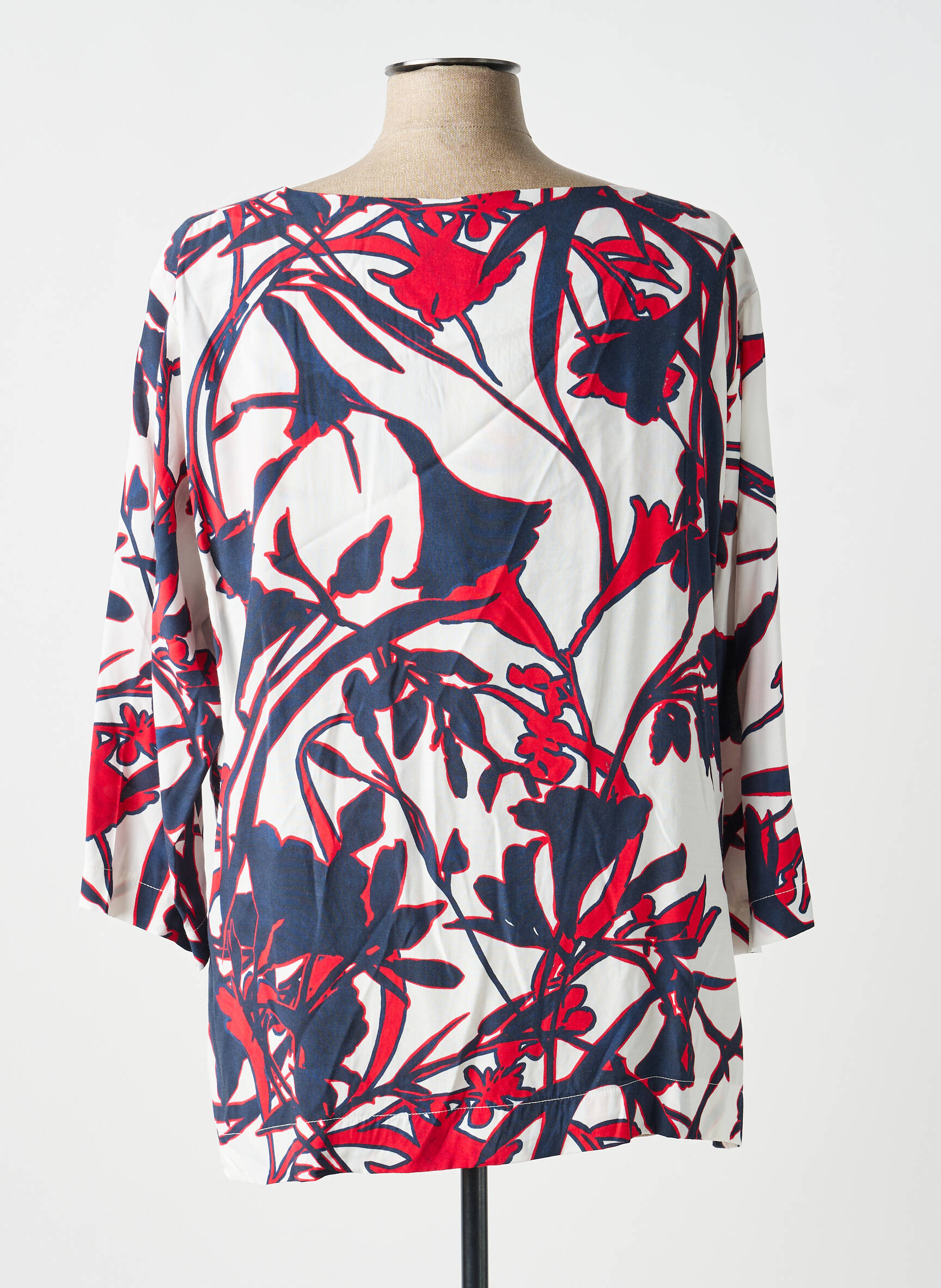 Blouse tissage popeline manches 3/4 rouge MARIA BELLENTANI femme