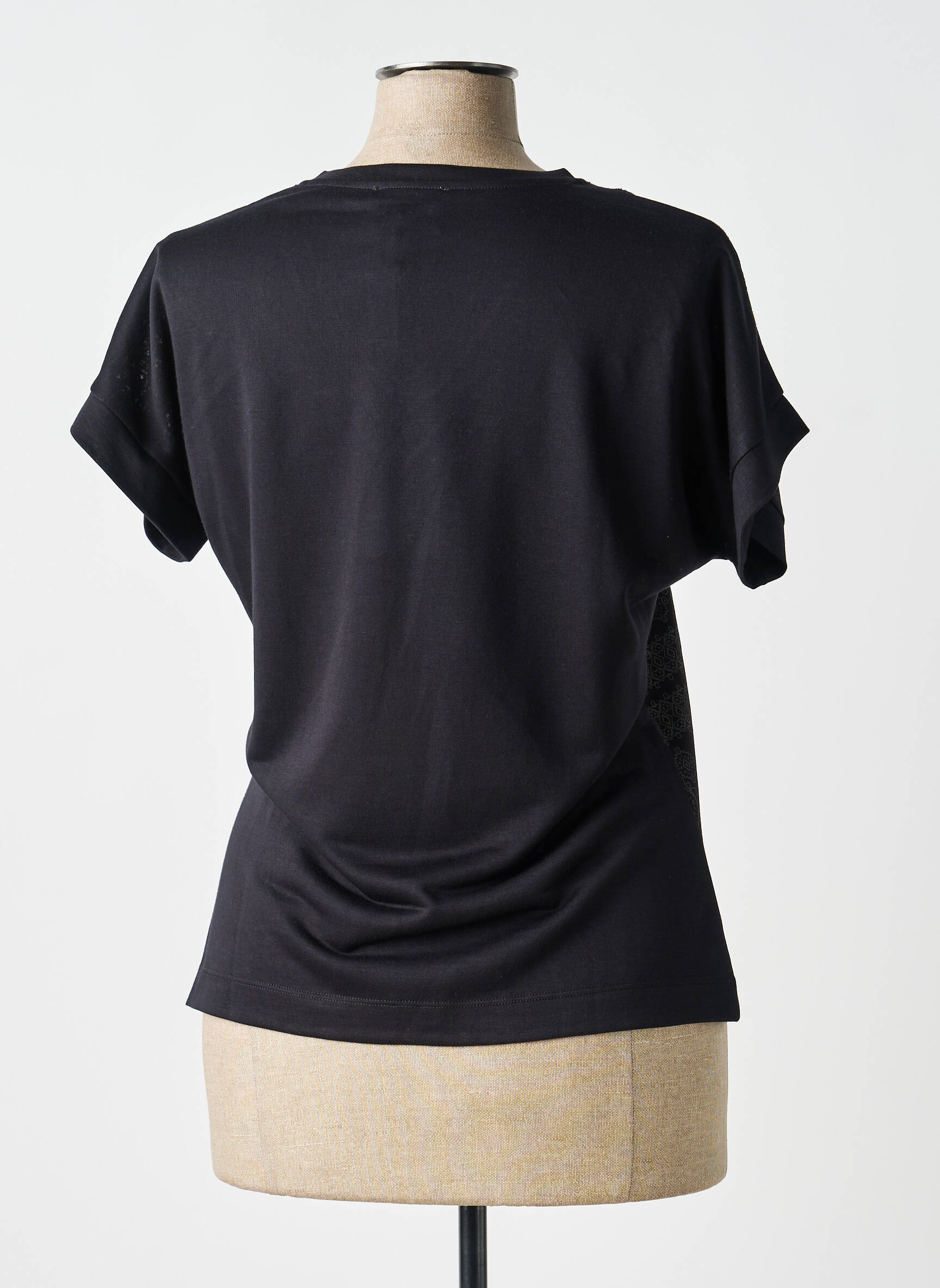 T-shirt imprimé fantaisie manches courtes noir LEO & UGO femme
