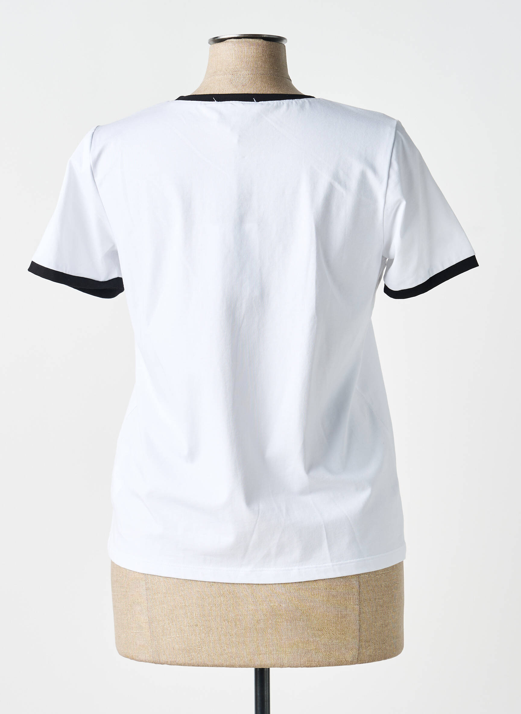 T-shirt sérigraphie avec strass manches courtes blanc LEO & UGO femme