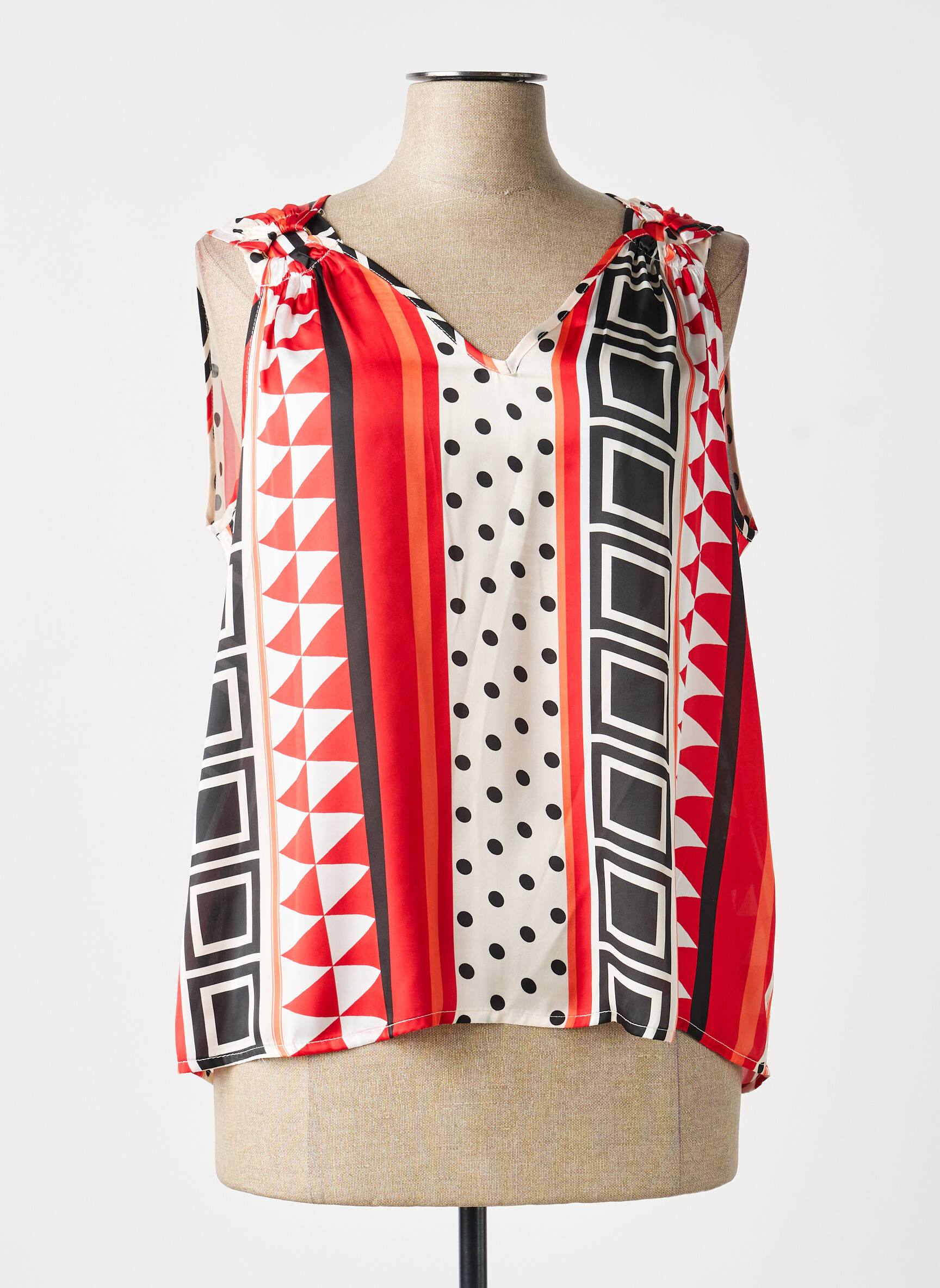 Top coupe fluide sans manche rouge ELEONORA AMADEI femme