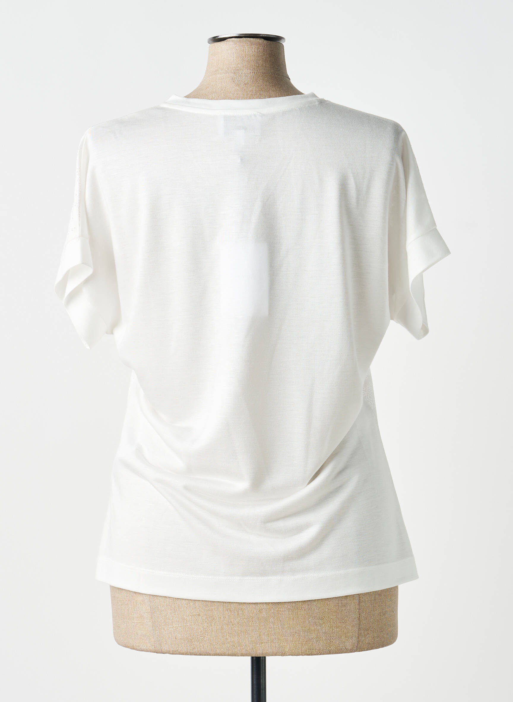 T-shirt imprimé fantaisie manches courtes blanc LEO & UGO femme