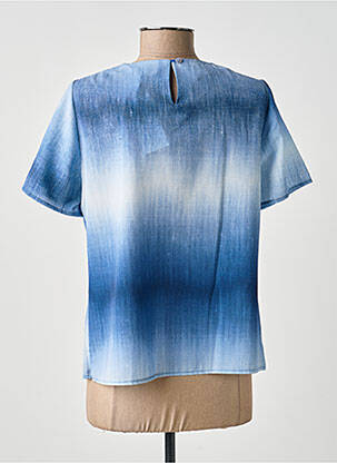 Top tissage crêpe manches courtes bleu GUY DUBOUIS femme