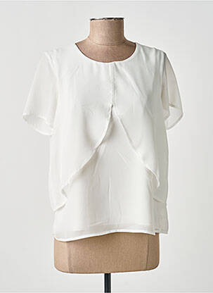 Top tissage crêpe manches courtes blanc GUY DUBOUIS femme